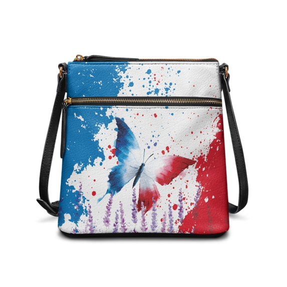 HELLHERO Patriotic Butterfly Shoulder Bag, Fashion Purse Satchel Durable Zipper Closure Water-Resistant Satchel Bag for Travel Daily