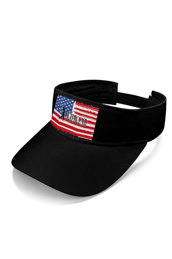 Patriotic Golf Sports Visor Hat, Empty Top Design Empty Top Sun Visor Cap Polyester Fabric Lightweight Adjustable Strap Sun Visor Hat for Golf