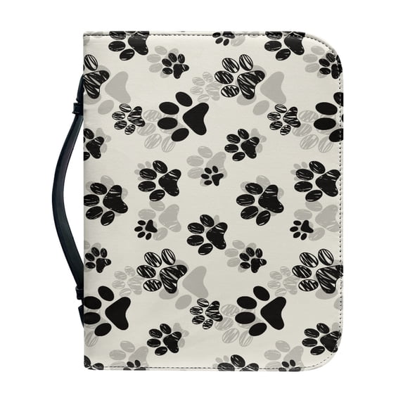 HELLHERO Paw Print Bible Cover Bookmark Belt for Casual Outdoor Christian Prayer, PU Leather Protective Church Bible Bag