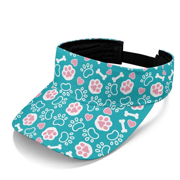 HELLHERO Paw Print Sun Visor for Women, Polyester Fabric Adjustable Lightweight Visor Cap for Outdoor Activities Running Tennis