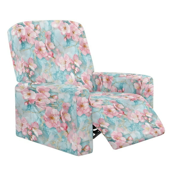 HELLHERO Peach Blossom Print Recliner Slip Covers for Lazyboy Recliners Marble Print Cover for Lift Chair Recliner Electric Power Single-Seater