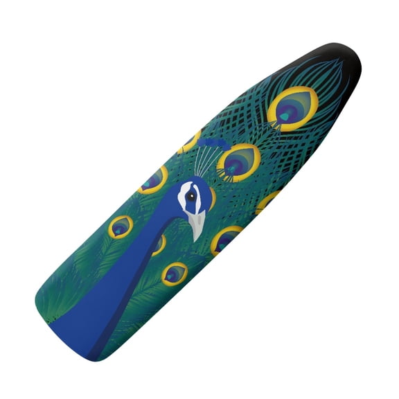 HELLHERO Peacock 15" x 54" Ironing Board Cover, 3 Pairs of Hook and Loop Fastener Straps,Elastic Edges, Iron Board Cover with Scorch Resistant Thick Padding