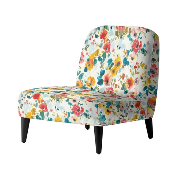 HELLHERO Petite Floral Print Stain Protection Armless Accent Chair Protector with Easy to Install, Easy Installation Chair Soft Cover
