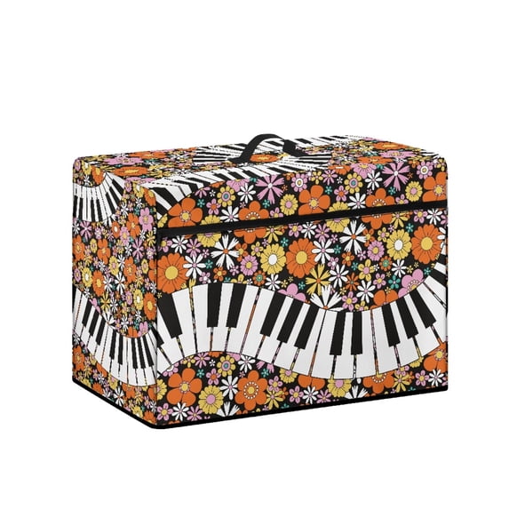 HELLHERO Piano Keys Sewing Machine Cover with Pockets for Extra Accessories Multifunction Dust Covers 17.7 x 8.6 x 12.5 inches Wear Resistnt