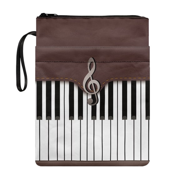 HELLHERO Piano Musical Note Patterns Book Sleeve Protector with Waterproof Polyester Fabric Book Storage Bag Zipper Bag Decorative Design Book Organzoer Holder