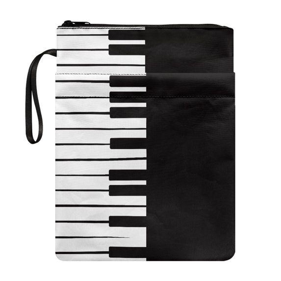 HELLHERO Piano Pattern Design Book Protector with Waterproof Polyester Book Sleeve Cover with Zipper for Paperbacks Protector Wrap Bag Easy Carry Book Case