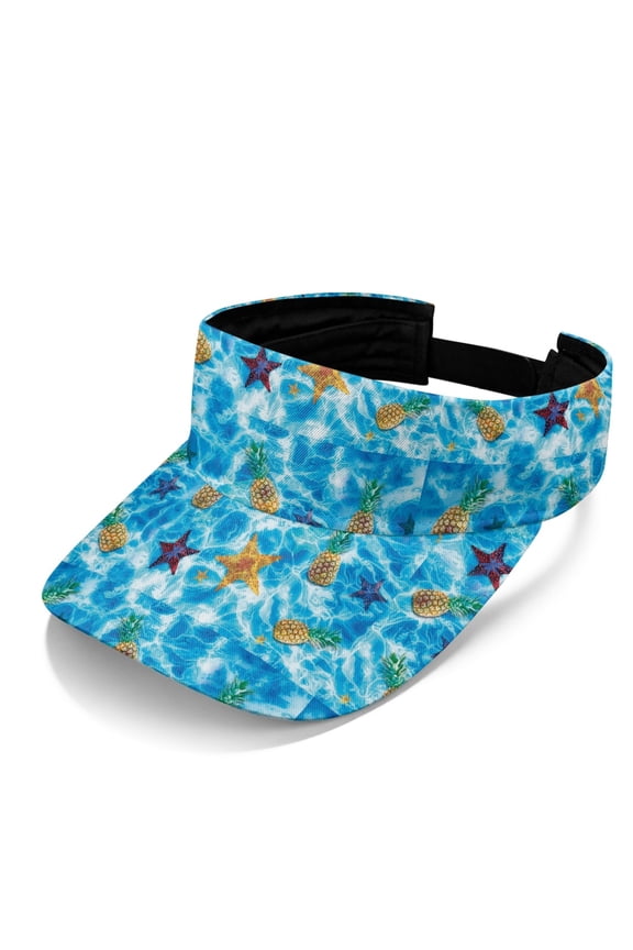 Pineapple Starfish Lightweight Sports Sun Visor Hat, Polyester Fabric Breathable Visor Cap UV Protection Sports Visor Hat for Men
