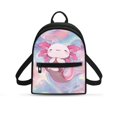thumbnail image 1 of HELLHERO Pink Blue Liquid Pattern Small Backpack with Front Pocket Zipper Closure Mini Backpack for Travel, Polyester Travel Shoulder Bags for Trip, 1 of 8