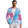 thumbnail image 1 of HELLHERO Pink & Blue Tie-Dye Pattern Long Sleeve Coat, Slim Fit Formal Dress Jacket One Button Front Polyester Blazers Suit for Business, 1 of 8