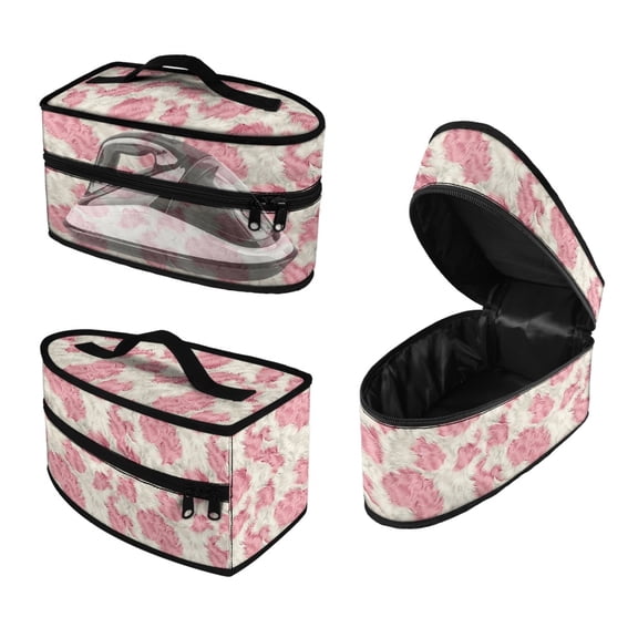 HELLHERO Pink Cow Print Pattern Iron Carrying Bag Portable Lightweight Steamer Organizer Easy to Clean, Case Only