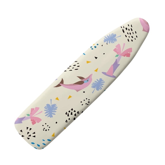 HELLHERO Pink Dolphin Pattern Ironing Board Covers Hook & Loop Straps Washable Soft Protector Ironing Board Dust-Proof Cover for Mother