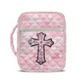 thumbnail image 1 of HELLHERO Pink Marble Portable Quilted Bible Cases for Daily Use School, Polyester Fabric Bible Cover Case with Zippered Pocket, 1 of 9