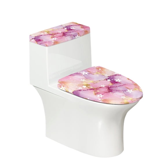 HELLHERO Pink Marble Texture Universal Toilet Seat Cover Replacement Elastic Edge Fits All Toilet Shapes Non-Slip Toilet Seat Covers Set Adjustable Gift Stretch Fit 17x21 Inches