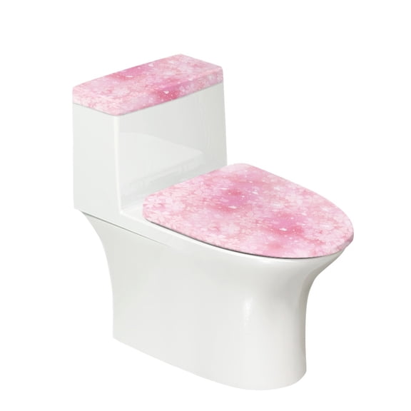 HELLHERO Pink Petals Lid Cover Set for Toilet 2 Pcs Set Polyester Easy Care for Friends