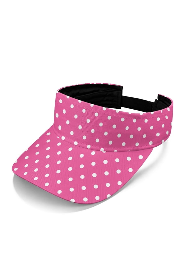 Pink Polka Dot Pattern Sun Visor, Sun Protection Visor Hat Polyester Fabric Breathable Lightweight Sun Visor Hat for Travel