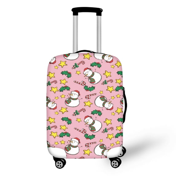 HELLHERO Pink Snowman Christmas Parade Baggage Case for Travel Lovers, Polyester Ammonia Dustproof Suitcase Cover Anti Stain Travel Trunk Protector