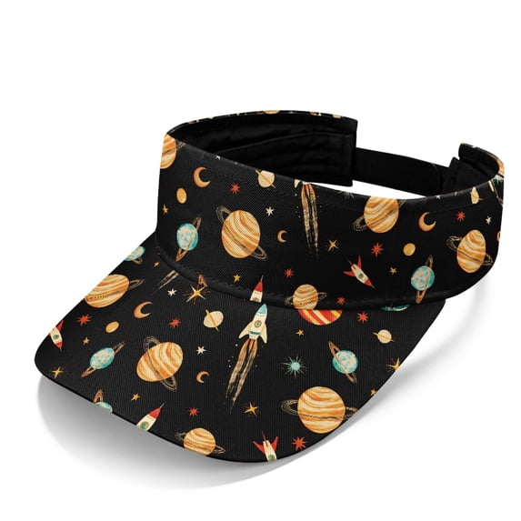 HELLHERO Planet Design Open Top Sun Visor Hat, Polyester Fabric ...