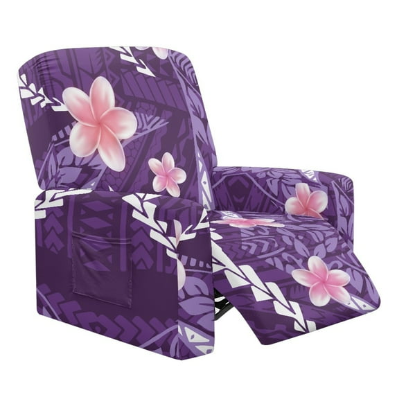 HELLHERO Plumeria Print Recliner Sofa Slipcovers Lazy Boy Recliner Covers That Stay in Place Couch Covers for Reclining Chair, Purple and Pink