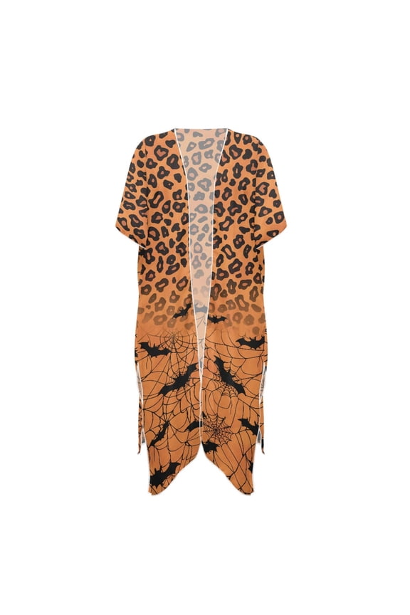 Polyester Beach Cover Ups for Women for Vacation Breathable Free Size Bathing Suit Cover Up Leopard Print Spider Web