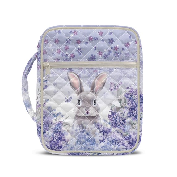 HELLHERO Polyester Bible Cover Bag with Lightweight, Butterfly Rabbit Washable Soft Quilted Bible Cover for Daily Use