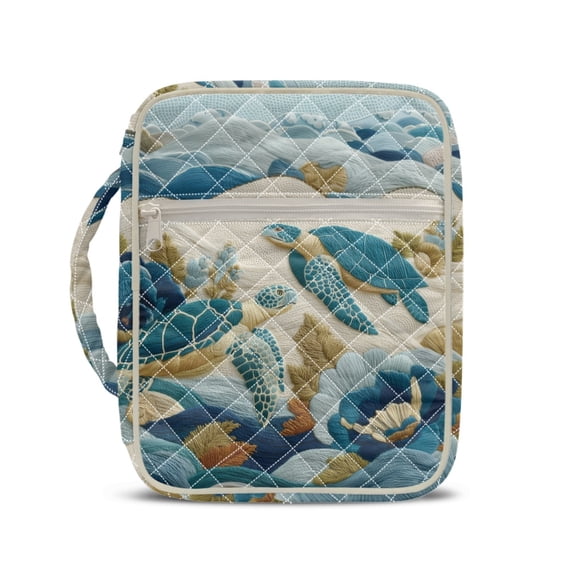 HELLHERO Polyester Bible Protector Case with Easy to Carry, Sea Turtle Ocean Pattern Lightweight Zipper Bibles Study Bag for Daily Scripture Reading