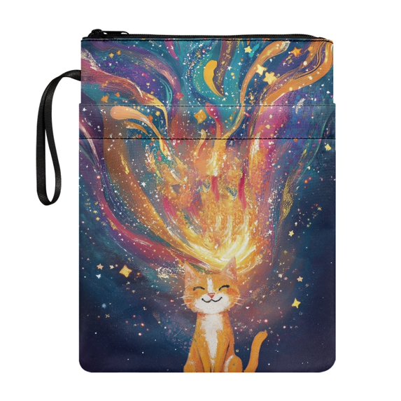 HELLHERO Polyester Book Cover Sleeve Pouch for Librarian Storage & Portability with Handle Easy Carry Book Case Book Storage Bag for Textbook Paperbacks