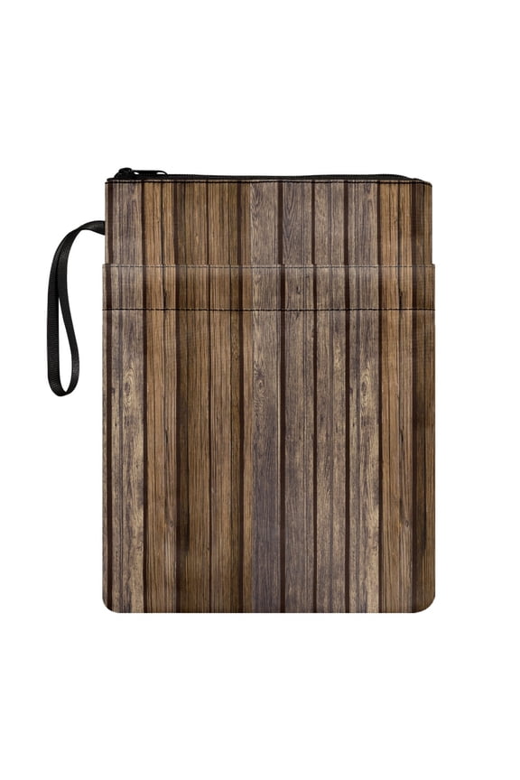 Polyester Book Pouch Wood Grain Texture with Zipper 11.4 x 8.7 inch 1 Pc