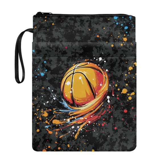 HELLHERO Polyester Book Protector for Readers Book Club Gifts for Paperbacks Pocket, 11.4 Inch X 8.66 Inch, Basketball Splatter Art