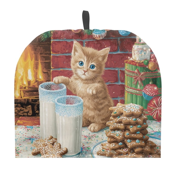 HELLHERO Polyester Canvas Teapot Dust Cover Durable Tea Cozies Covers Keep Warm Portable, Cat Christmas Tea