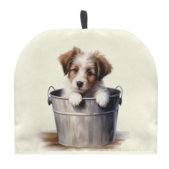 HELLHERO Polyester Canvas Teapot Dust Cover Keep Warm Portable for Mom, Puppy in Bucket Pattern