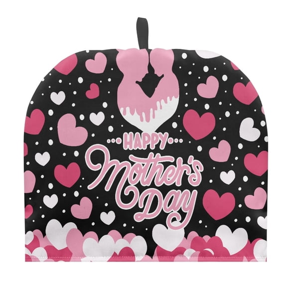HELLHERO Polyester Canvas Teapot Dust Cover for Women for Household, Black Hearts Mother‘s Day