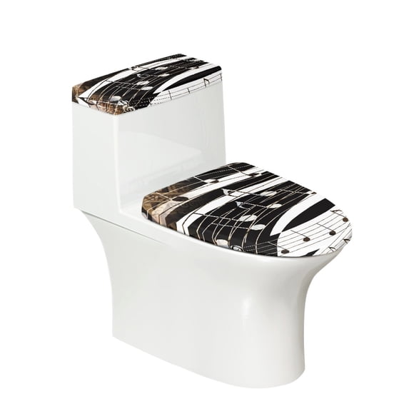 HELLHERO Polyester Fabric Bathroom Toilet Cover Set Toilet Dust Cover Set Soft Stretch Elastic Bottom Reusable Universal for U-Shaped Piano Keyboard