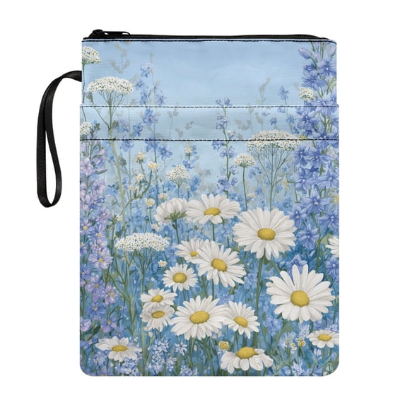 HELLHERO Polyester Fabric Bible Case Bag Book Lovers Gifts Daisy Pattern Book Cover Sleeve Gift Bag Hardcover Notebook Bible Journal Textbooks Paperbacks Classic