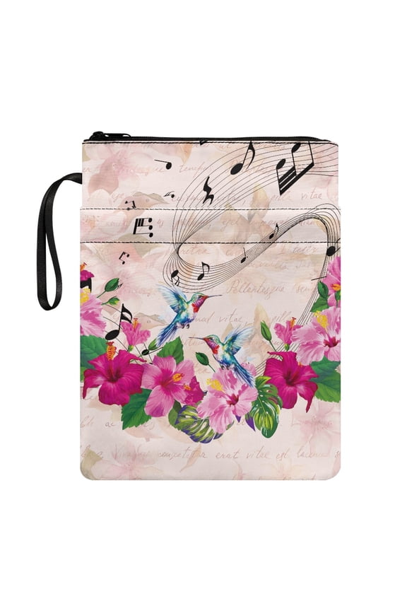 Polyester Fabric Book Cover Sleeve Pouch Retro Hummingbirds Notes Zipper Pouch Book Club Gifts Class Office Pocket Classic