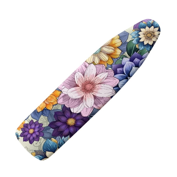 HELLHERO Polyester Fabric Iron Board Protective Cover with Elastic Edges Ironing Board Covers Dust - Proof Resist Scorching for Laundry Room 15 x 54 inch, Flower Collage Art