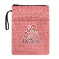 thumbnail image 1 of HELLHERO Polyester Fabric Zipper Bag for Reading Lovers Book Lovers Gift for Travel Lightweight, Pink Leopard Roses LOVE, 1 of 8