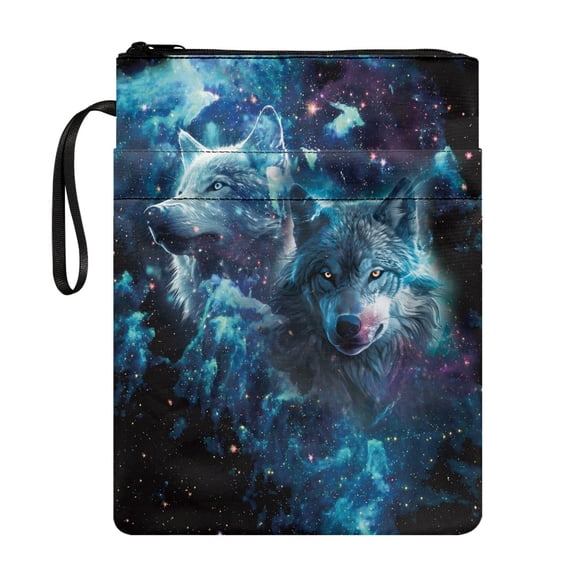 HELLHERO Polyester Fabric Zipper Pouch Book Lovers Gift Wolf Pattern Design Book Sleeve Gift Paperbacks Notebook Book Classic