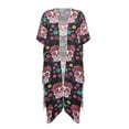 thumbnail image 1 of HELLHERO Polyester Long Kimono Swimsuit Cover Up for Beach Lightweight Short Sleeve Sugar Skull Print, 1 of 6