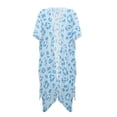 thumbnail image 1 of HELLHERO Polyester Long Kimono Swimsuit Cover Up for Beach Loose Casual Blue Paw Print Pattern, 1 of 6