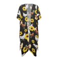 thumbnail image 1 of HELLHERO Polyester Long Kimono Swimsuit Cover Up for Beach Short Sleeve Casual Chicken, 1 of 6