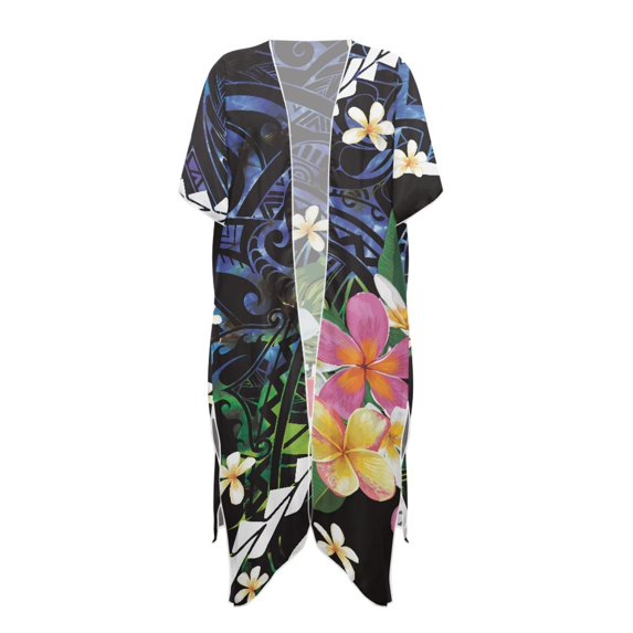 HELLHERO Polyester Long Kimono Swimsuit Cover Up for Casual Outfit Lightweight Free Size Bathing Suit Cover Up Floral