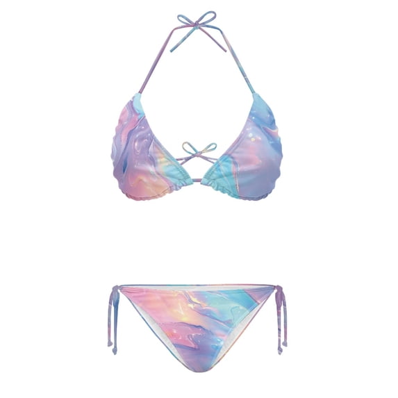 HELLHERO Polyester Spandex Bikini Swimsuit for Summer Quick Drying Chic Plus Size Swimsuit Color Fluid Design