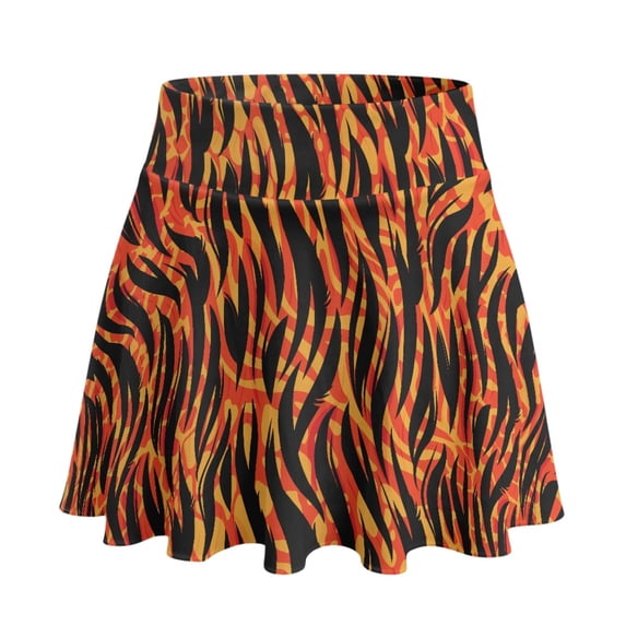 HELLHERO Polyester Spandex Fabric Tennis Skirt for Outing Golf Pickleball, Built-in Shorts 2 Side Pockets Golf Skirts, Tiger stripe print