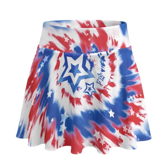 HELLHERO Polyester Spandex Golf Skirts for Tennis Yoga Pickleball, Built-in Shorts Built-In Safety Shorts Golf Skorts Skirts, Tie-dye Star