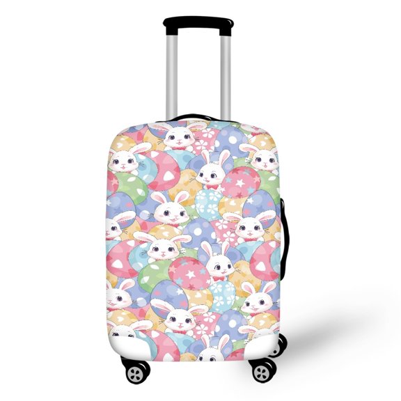 HELLHERO Polyester Spandex Luggage Cover for Airport Anti-scuff Dustproof Suitcase Sleeve Anti-fading Suitcase Cover Protector, Rabbit Flowers