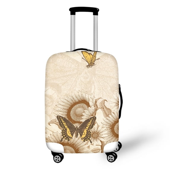 HELLHERO Polyester Spandex Luggage Cover for Travel Anti Dust Protective Anti Scuff, Sunflower and Butterfly Print