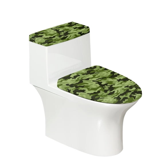 HELLHERO Polyester Toilet Tank Lid Cover with Camo Pattern, 2 Piece 17x21 Inches Toilet Lid Cover Set for Home and Hotel