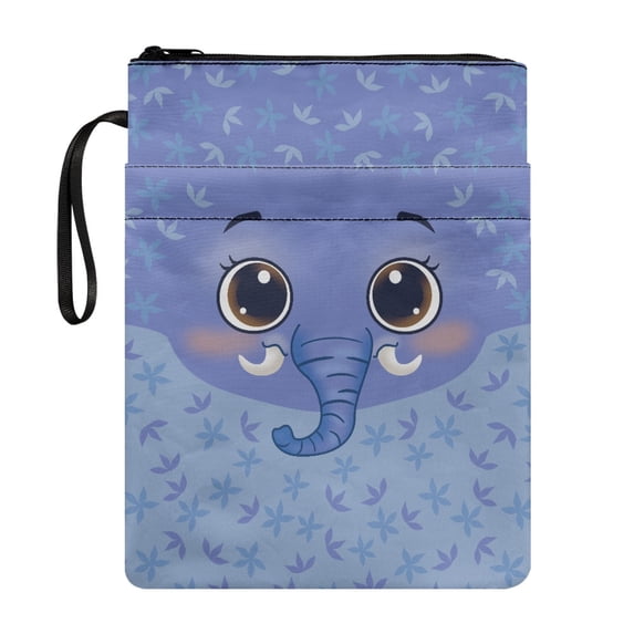 HELLHERO Polyester Tote Bags for Librarian Book Storage Bag with Waterproof Book Carrying Case Protector Wrap Bag for Travel Elephant Bloom