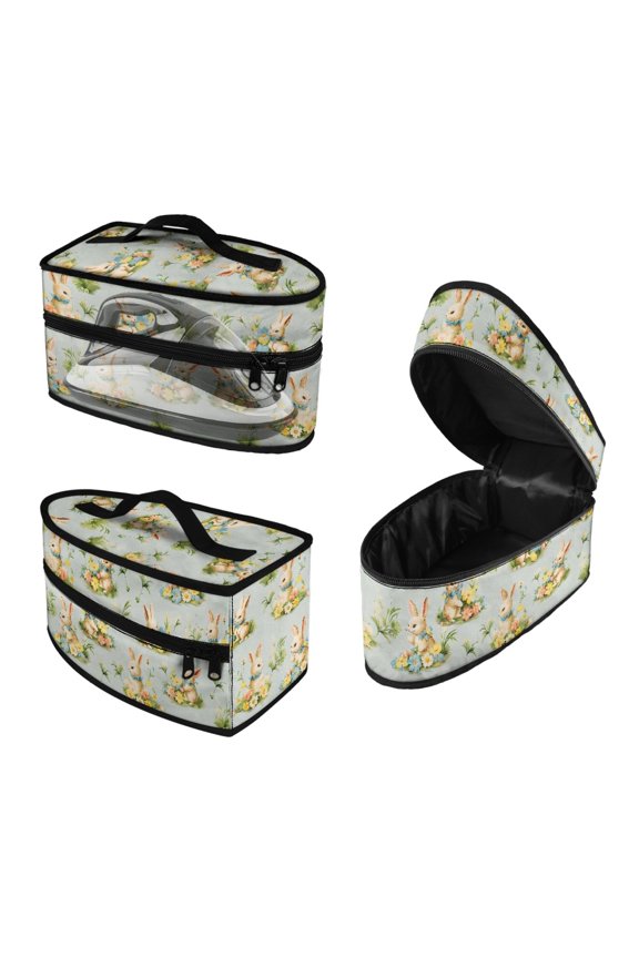 Portable Iron Storage Bag Compatible with Full-Size Irons and Accessories Travel Case Bunnies Floral Field St.Patrick's Day, Case Only