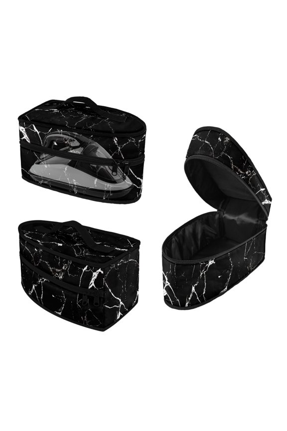 Portable Iron Storage Bag Most Iron Black Marble Pattern Lightweight Travel Bag for Clothing Ironing Machines, Case Only